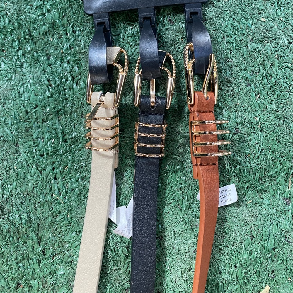 Belts | NWT Fashion Faux Leather Thin Belts - Set of 3